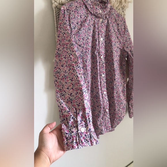 J.Crew Classic Fit Ruffle Neck Button Down Shirt in Liberty Pheobe Floral 8 - Picture 5 of 8
